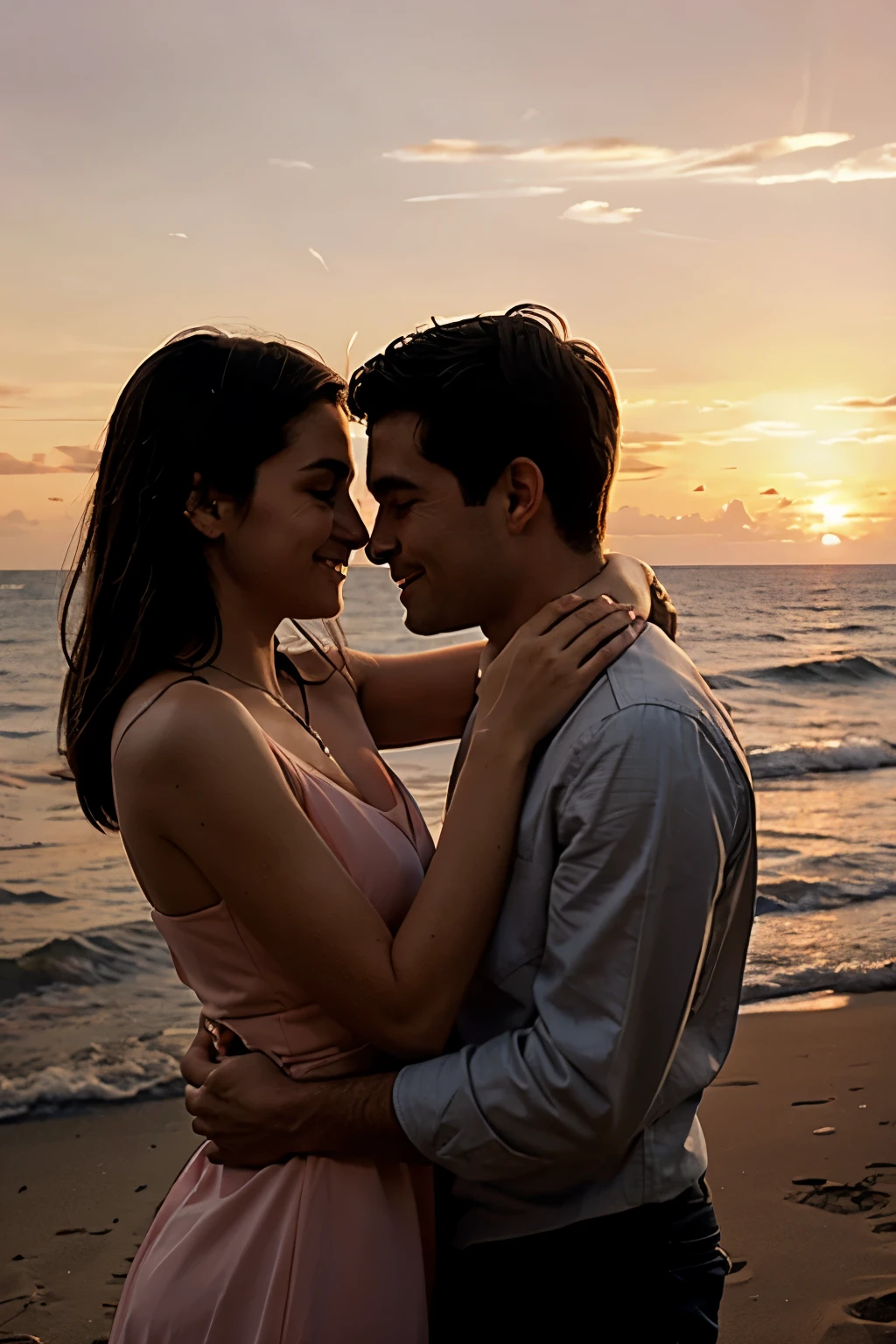 couple in love against the backdrop of sunset