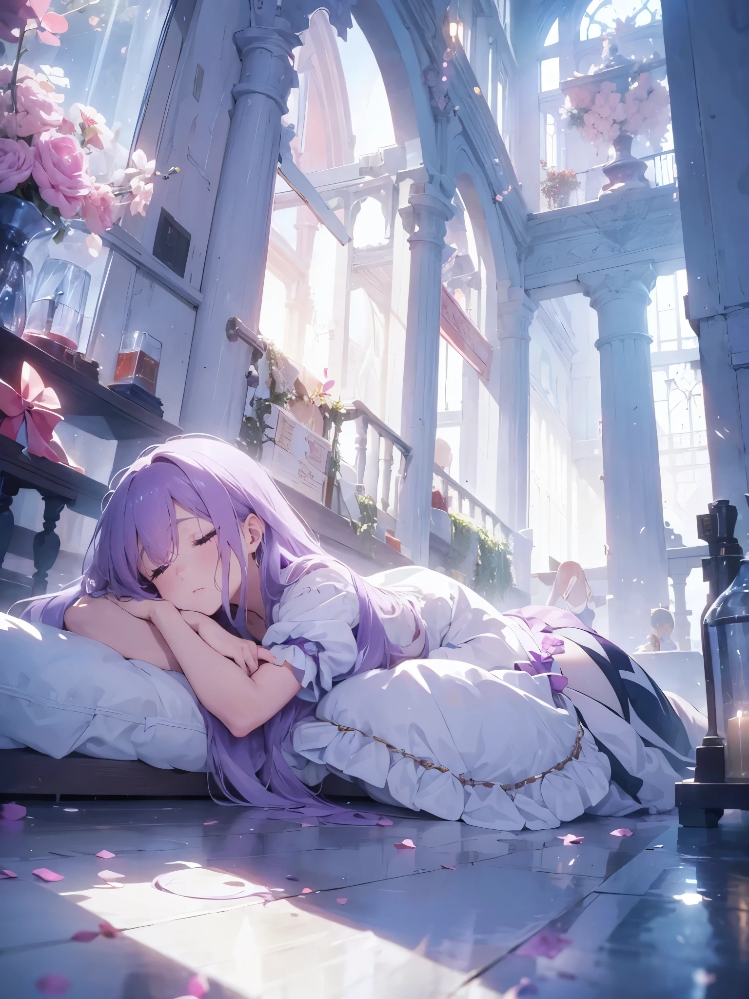 Sleeping Beauty of the Infinite Corridor Purple Hair Perfect Fingers Expose