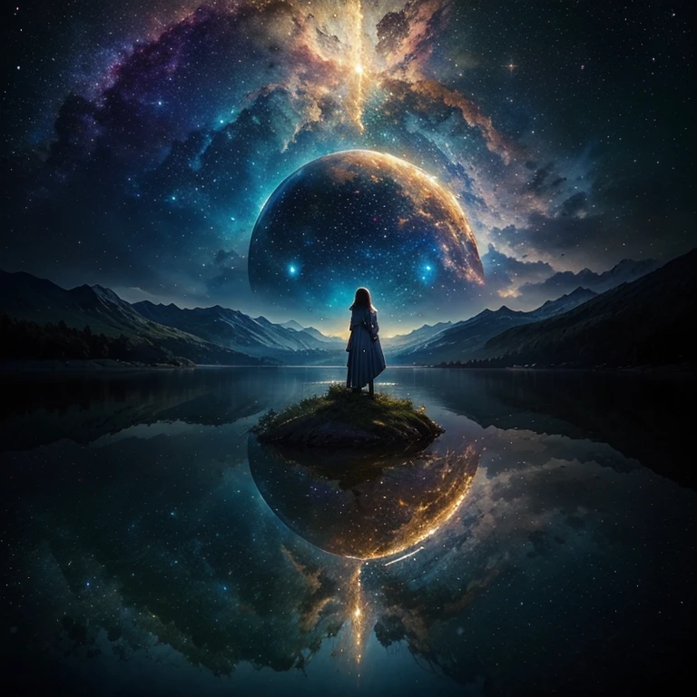 (multiple exposure:1.8),Dubrec style,Girl virtual holographic digital avatar,Futuristic magnificent starry sky image foreground,psychedelic planet,magic nebula,In space,Complex illustrations in surrealist art style,Surreal dreams,Become an invisible virtual hologram,Transparent person avatar,Virtual holographic digital image,Surreal art, 4K surrealism, Surreal portrait, Beautiful surreal portrait, hyperrealistic digital art, surreal and fantasy art, hyperrealistic digital art, surrealist portrait, Surreal art, Emotional Surreal Art, fantasy surrealism, 8k surrealism, Surreal conceptual art