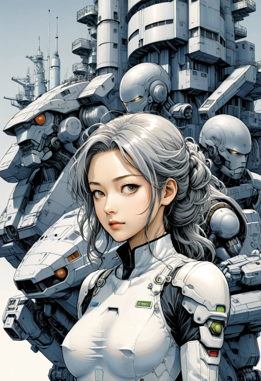 monochrome, (masterpiece, best quality, Professional, perfect composition, very aesthetic, absurdres, ultra-detailed, intricate details:1.3), by Naoki Urasawa