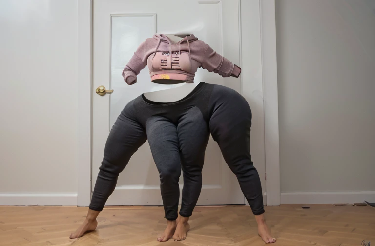 Full body shot of Living yoga pants, thick muscular legs, many legs, extra legs just bottom half, many extra megs, four legs