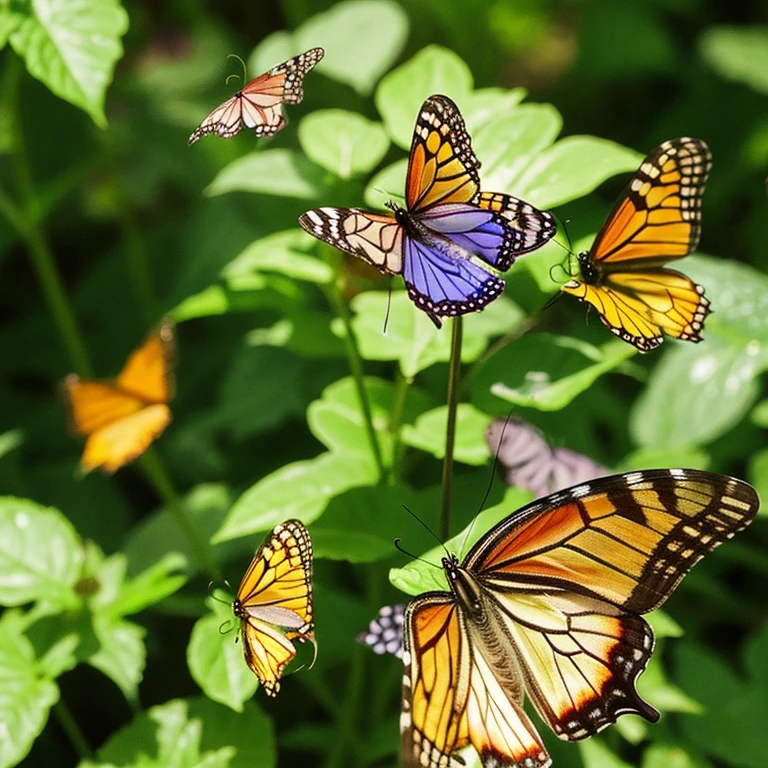 Butterflies flying