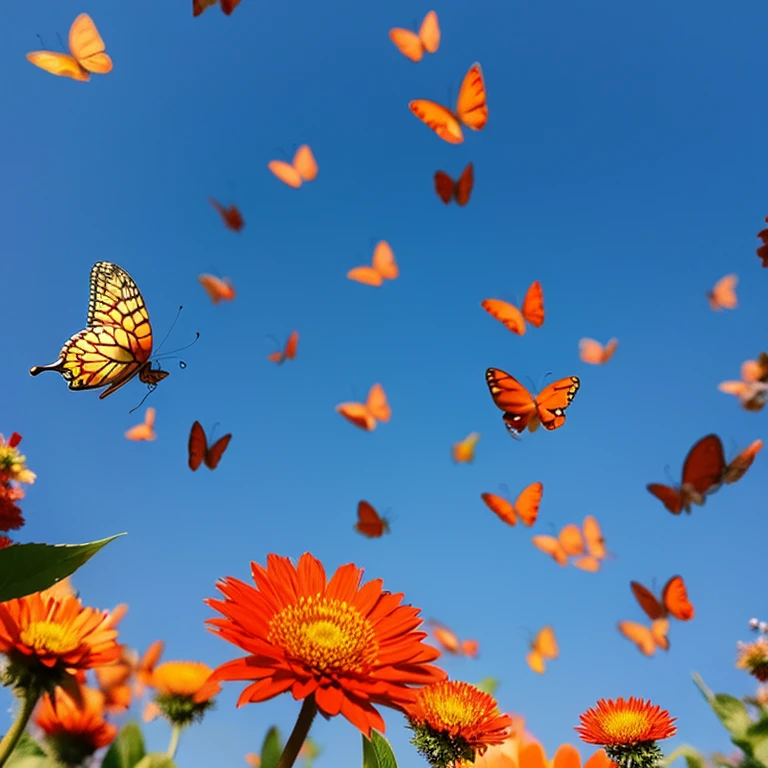 Butterflies flying