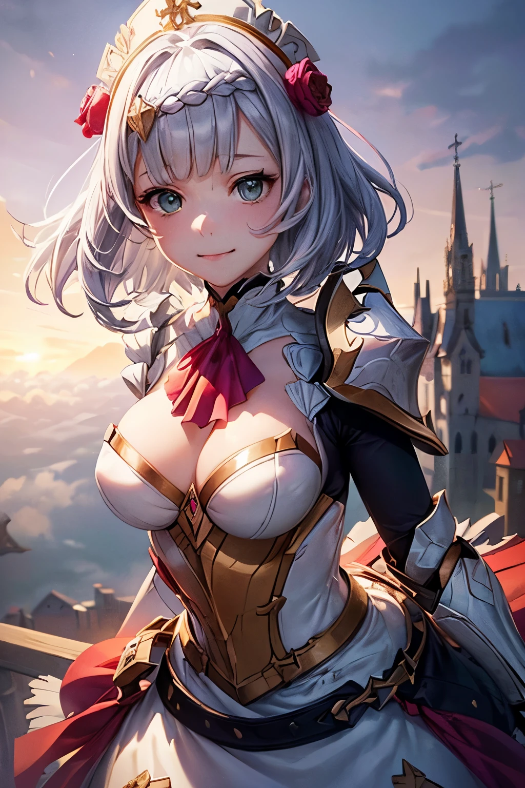 [noelledef]:1.5,((masterpiece,highest quality,Detailed images,Beautiful images))1.4(noelle images、smile、Bob Hair、church、floating city、The wind is blowing、Bright lighting overall、Backlight、A fantastic atmosphere、Thick Fog)1.1(Beautiful body lines、small beauty breasts、Beautiful cleavage)
