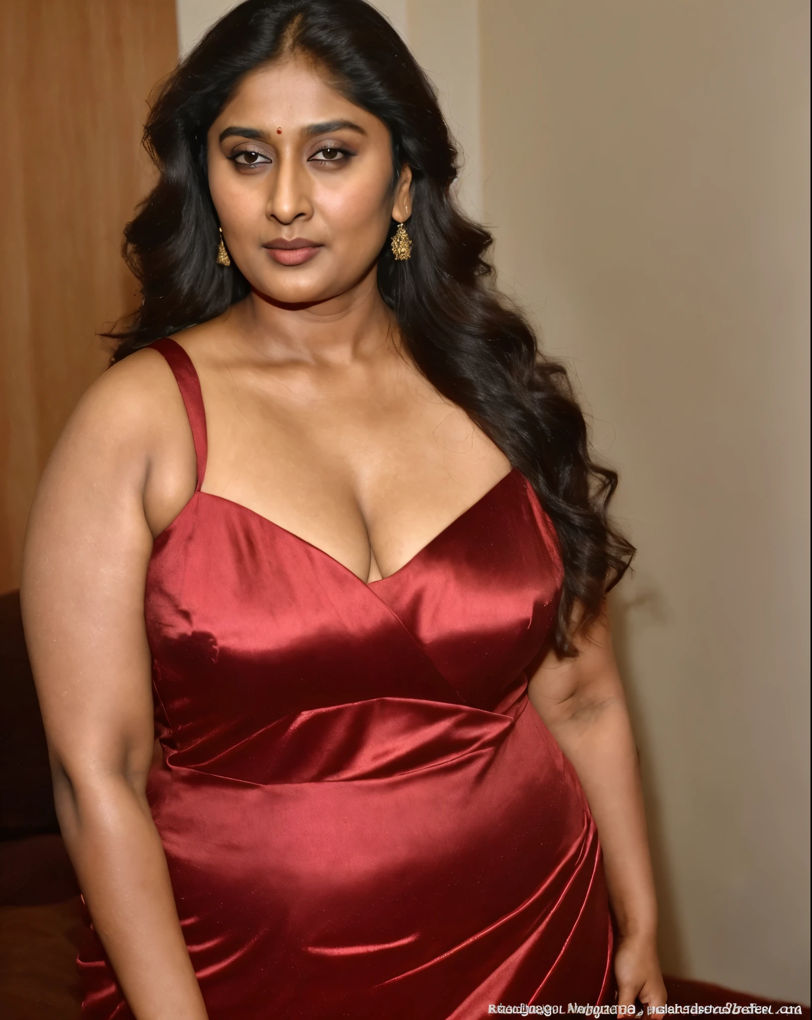 Looks like Indian Actress Kareena kapoor , actress khusbu Sundar, mallu, mallu aunty, desi aunty, full figured mature beauty, attractive figure, 50 years old, desi milf, desi aunty, a close up of a woman in a red dress in a bedroom, inspired by Avigdor Arikha, sleek!!!, indian super model, wavy hair combed to one side, actress, by Jitish Kallat, smoldering, intense smoldering, fashion, an angel, print ready, with a dramatic looking, inspired by Sudip Roy, seductive look
