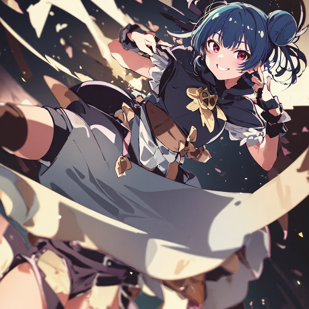 ((masterpiece,best quality)), absurdres,
Yohane_Genjitsu_no_Yohane, single side bun, black capelet, 
solo, smiling, looking at viewer, cowboy shot,
magic shop, cinematic composition, dynamic pose,