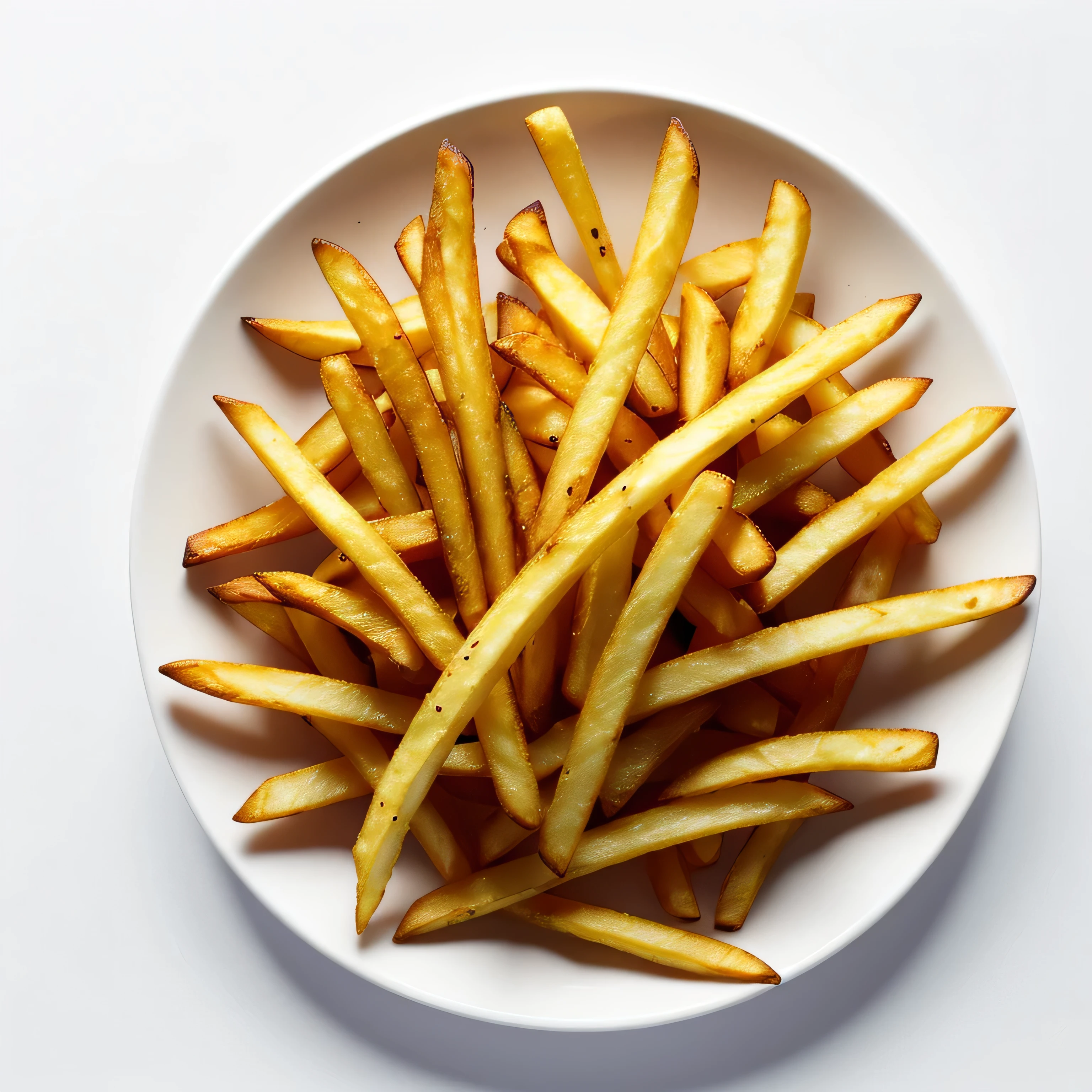 Fresh french fries, white background