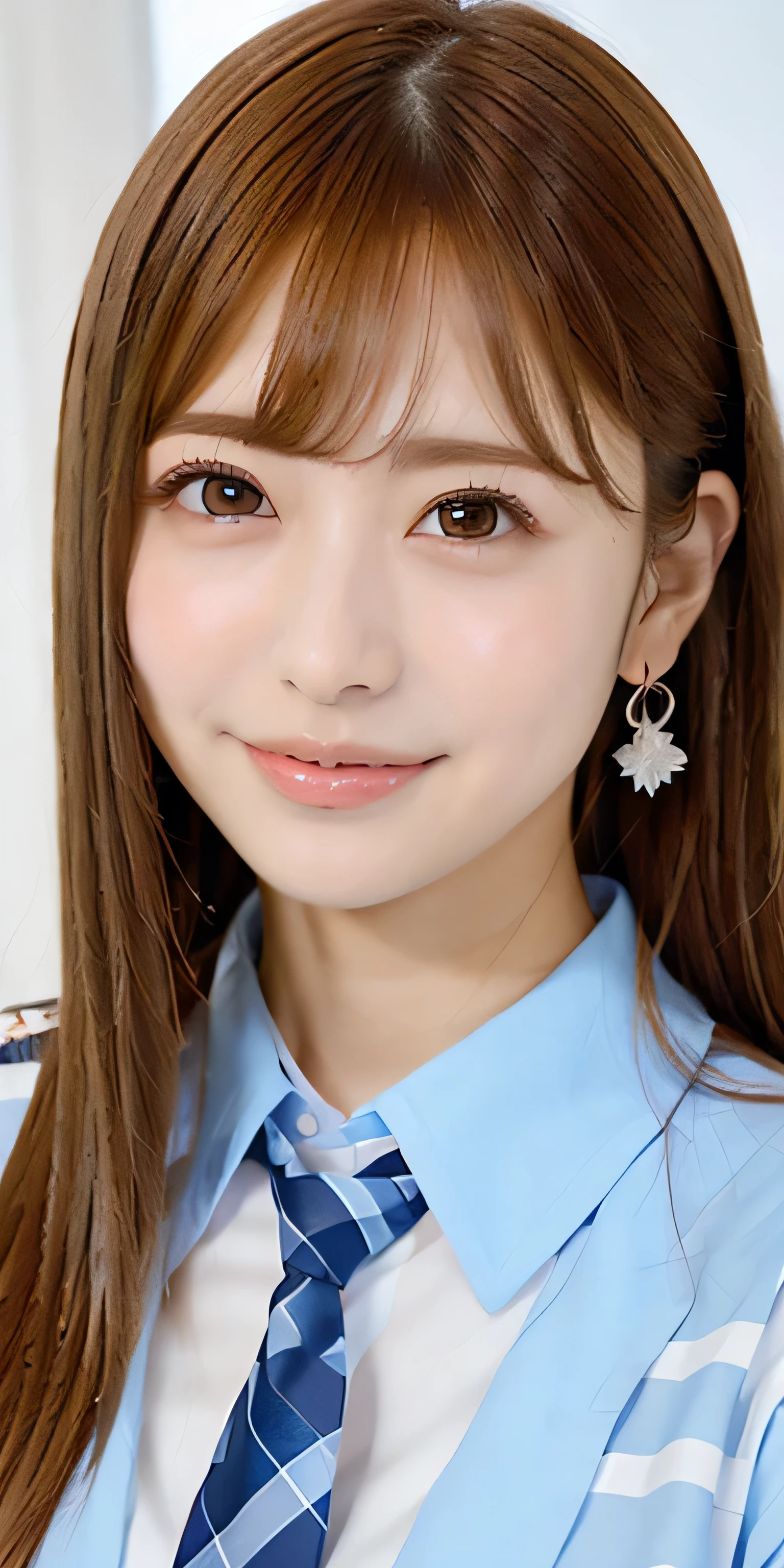 Uruchan-6500-v1.1, (RAW Photos:1.2), (Realistic:1.4), Beautiful detailed girl, Very detailed eyes and face, Fine and beautiful eyes, File size is big, (big), High resolution, Very detailed, highest quality, [masterpiece:1.6], [JK Uniform], shape, Very detailed, CG, The finer details, highest quality, Highly detailed CG uniform 8k wallpaper, Cinema Lighting, 1 girl, , cute Japanese , perfect shape, [unbuttoned White school blouse], (((White shirt 1.8))),(((Blue checkered tie 1.8))),  
big firm chest, [Huge breasts, Heavy chest: 1.6], Cute droopy eyes, beautiful big eyes, White school blouse, See-through bra, Sweaty and wet, [sexual excitement: 1.1], [sexual excitement: 1.1] Lying in bed: 1.5], Raised hand,  tie a ribbon around the neck, smile, (The whole body is wet), Shining Eyes