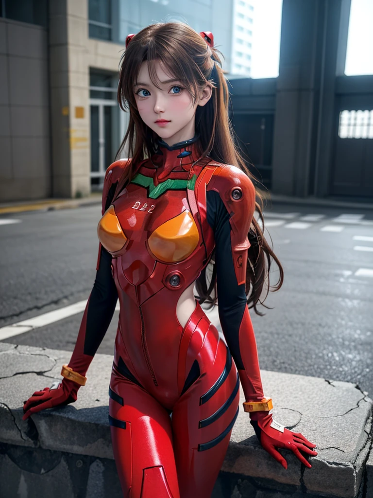 ((Best quality)), ((Masterpiece)), (Details: 1.4), 3D, Asuka Langley Soryu, Asuka, high resolution (high dynamic range), ray tracing, NVIDIA, super resolution, Unreal 5, subsurface scattering ,PBR texturing, post-processing, anisotropic filtering, depth of field, maximum sharpness and sharpness, multi-layered textures, albedo and specular maps, surface shading, accurate simulation of light and matter interaction, perfect proportions ,Octane Rendering,Two-Tone Lighting,Wide Aperture,Low ISO,White Balance,Rule of Thirds,8K RAW,(Masterpiece: 1.4, Best Quality), (Intricate Details), Unity8k Wallpaper, Highly Detailed, Beautiful and Mysterious, Details background, realistic, alone, perfectly detailed face, detailed blue eyes, highly detailed, blush, hair ornament, chignon mahogany hair, (blonde), plug suit 02, Shikinami Asuka Langley, Evangelion, Slender 15-year-old girl, full body suit, black background, above the waist,composition that shows the whole body,