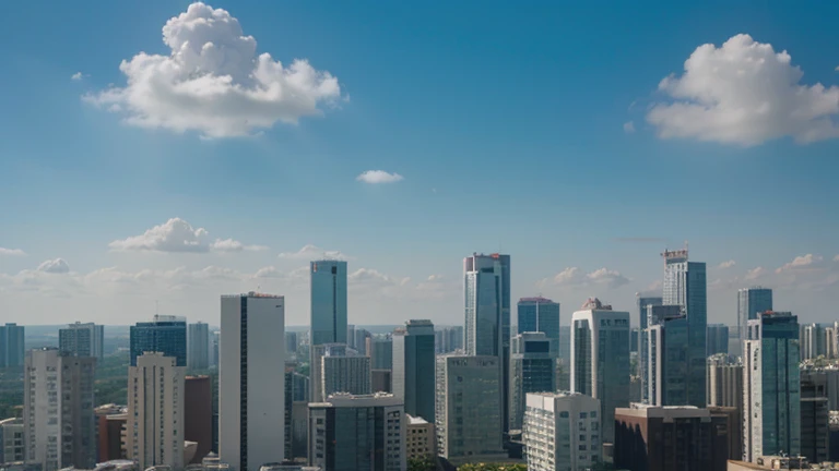 Light gray high-rise buildings in the distance