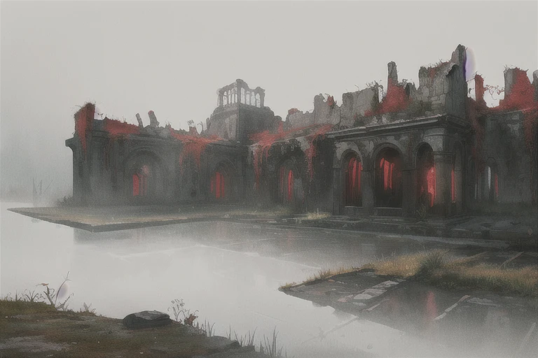 If an iron bullet pierces the proof of justice, I approached the hero If you close your eyes and try to touch him, demon of the same shape and temperature, (Mysterious Black Mist), (Dilapidated), bulb, absurdity, Realistic lighting, (abyss) masterpiece , High quality, Beautiful graphics, high detail, miaobishenghua , [(White background:1.5)::5], painted as a game conceptual art, matte painting conceptual art, environment painting, Ruin, traditional dark forest conceptual art, conceptual art ， highly visualized, scenery game conceptual art,
