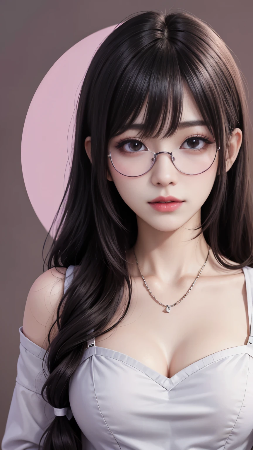 background(Black Night Sky,Big Moon),Woman close up,Wearing a white shirt、Purple Hair,Very long hair,very thick braids,Purple eyes,big ,((Glasses))、realistic girl rendering, 8k artistic german bokeh, Enchanting girl, Realistic girl, Gurwitz, Gurwitz-style artwork, Girl Roleplay, Realistic 3D style, cgstation Popular Topics,, 8K Portrait Rendering,(Faithfulness,Faithfulness:1.4),Wear pink pajamas,巨big ,Sparkling eyes,Purple eyes、Two Girls、highest quality、Super detailed、4K、Japanese、Captivating beauty、Attractive adult woman、Beautiful woman、Cool girl、evil female、Brainwashed、brainwashing、Fallen into evil、Grin、Evil expression、Evil smile、evil、Brown Hair、Wavy Hair、Swept-apart bangs、Heavy makeup、Heavy makeup、Sharp Eye、Hollow Eyes,Half-closed eyes、Hollow Eyes、Purple Eyeshadow、Black lipstick、Black lip gloss、Long black cheongsam、Wide sleeves、night、Spooky Fortresakeup brush、compensate、Are standing、