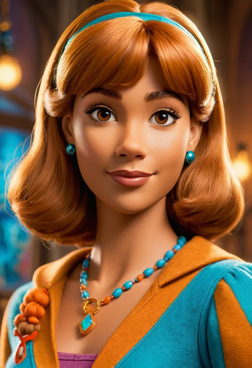 (masterpiece, best quality:1.2), (1girl, solo), (High quality:1.4), (High detailed:1.2), (8K), (extremely detailed), (best quality), (ultra-detailed), Daphinne from the movie Scooby Doo,