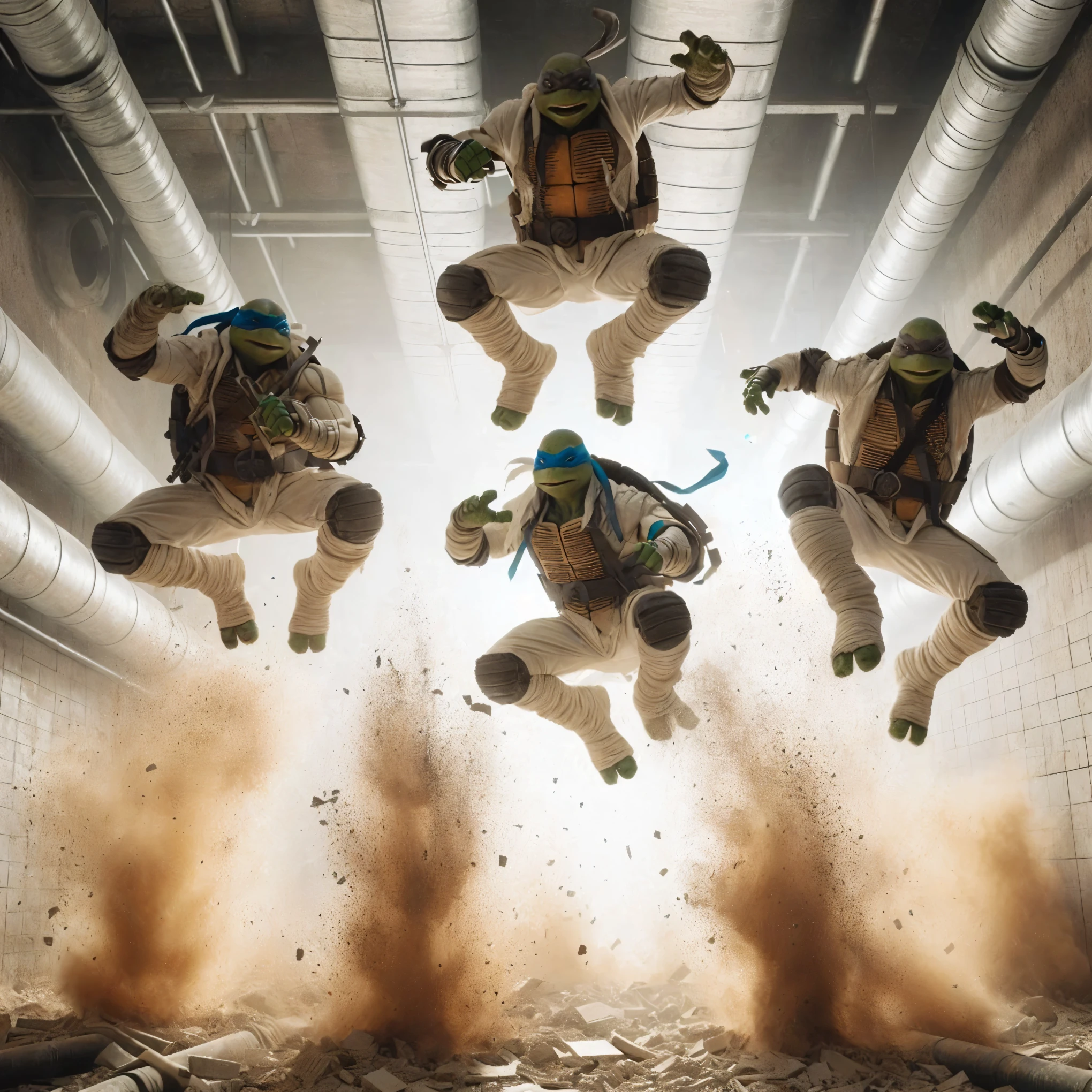 clenched fist of ninja turtles without deformation of details
