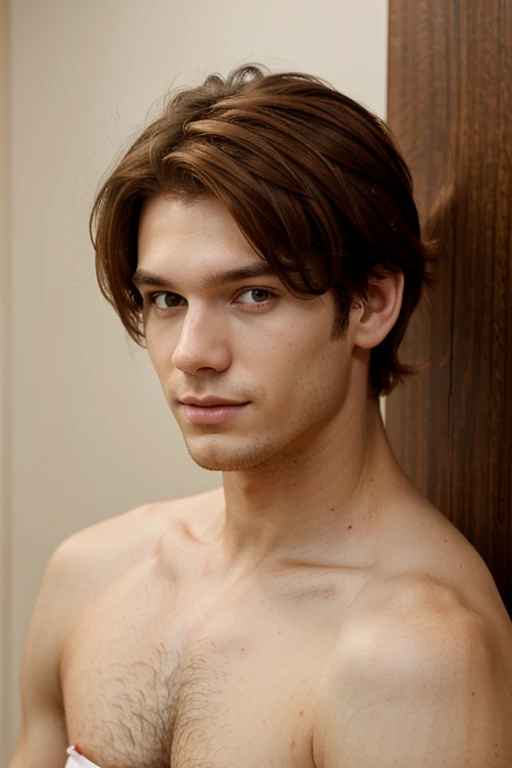 generate cute slim man with reddish brown hair