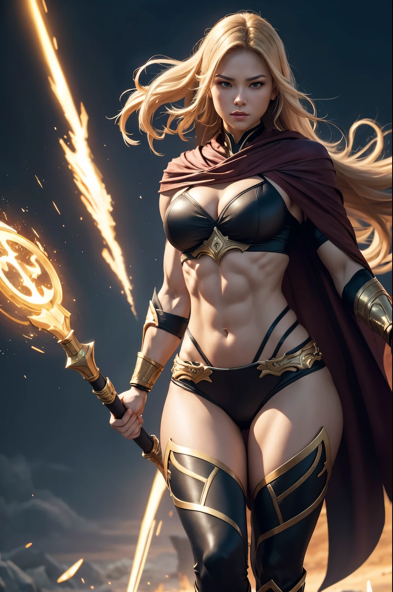 8K,Muscular々Goddess of Destruction,Super Beauty(Like the real thing),bulging muscles,Golden Eyes,Golden shorthair,Gorgeous goddess outfit,Gorgeous Goddess Shorts,Stern expression,Outside the Celestial Palace,Perfect Anatomy,charm,Volume measurement,Body balance,Digital single-lens reflex camera, Soft lighting, Detailed Background, Written boundary depth, Volumetric lighting, Sharp focus, Absurd, Realistic proportions, Excellent anatomy, (Realistic, 超Realistic:1.4), 16K HDR, dawn,A High Resolution,super Realistic 肌,Super beautiful expression,Fantasy art,Character Art,Wind effects:1.9、Cloud Effect:1.2、Full Rendering、Professional quality high resolution、Perfect contrast、Perfect lighting、Perfect composition、Perfect Skin、Perfect Fingers、Perfect breasts、Perfect Hair、Perfect Face、Realistic facial features,super highest quality,Slim figure,Perfect body line,Perfect hand shape,Anatomical body balance,Highly detailed face,Highly detailed eyes,Beautiful Lips,Excellent light particles,Cinema Lighting,Makeup,Ultra-high resolution,Ultra-Realistic Skin,God of Destruction Gauntlet,God of Destruction Leggings,Muscle Body,Hard and strong abs,Golden shorthair,Battle Mode,Ready to fight,Hard Fist,anger,rage,Cloak of the Goddess of Destruction,