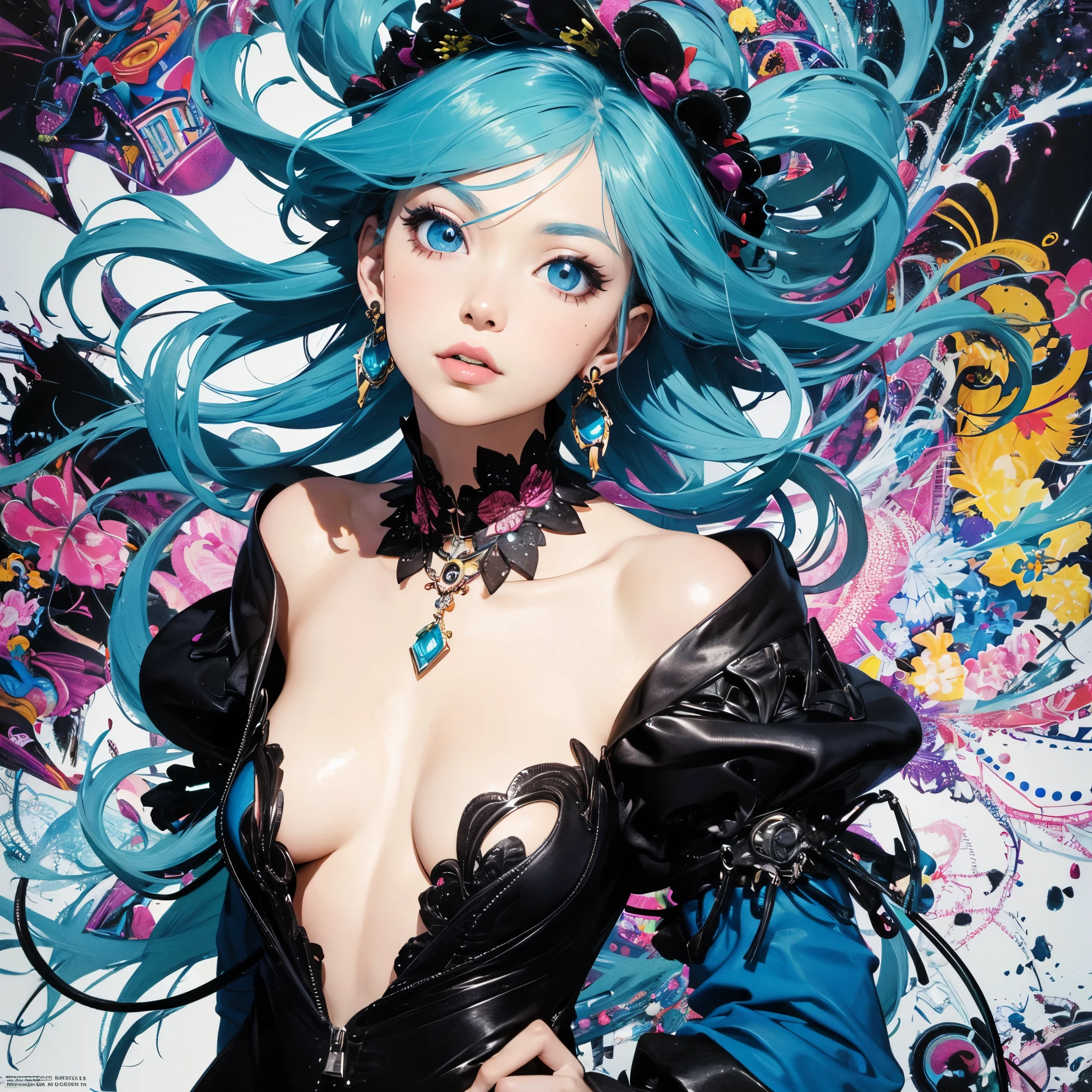 /offcial art, Unity 8k壁纸, Ultra-detailed, Beautiful and aesthetically pleasing, tmasterpiece, best qualityer, (zentangle, datura, clew, meshing), (s fractal art: 1.3), flower,Underage girls, age 5,(Hairstyles: Long hair) Ocean, Extremely detailed, dynamic angle, Cowboy shot, The most beautiful forms of chaos, Fauvistdesign, vivd colour, romanticism lain, Seafoam, Buble, cute big breasts, --auto --s2