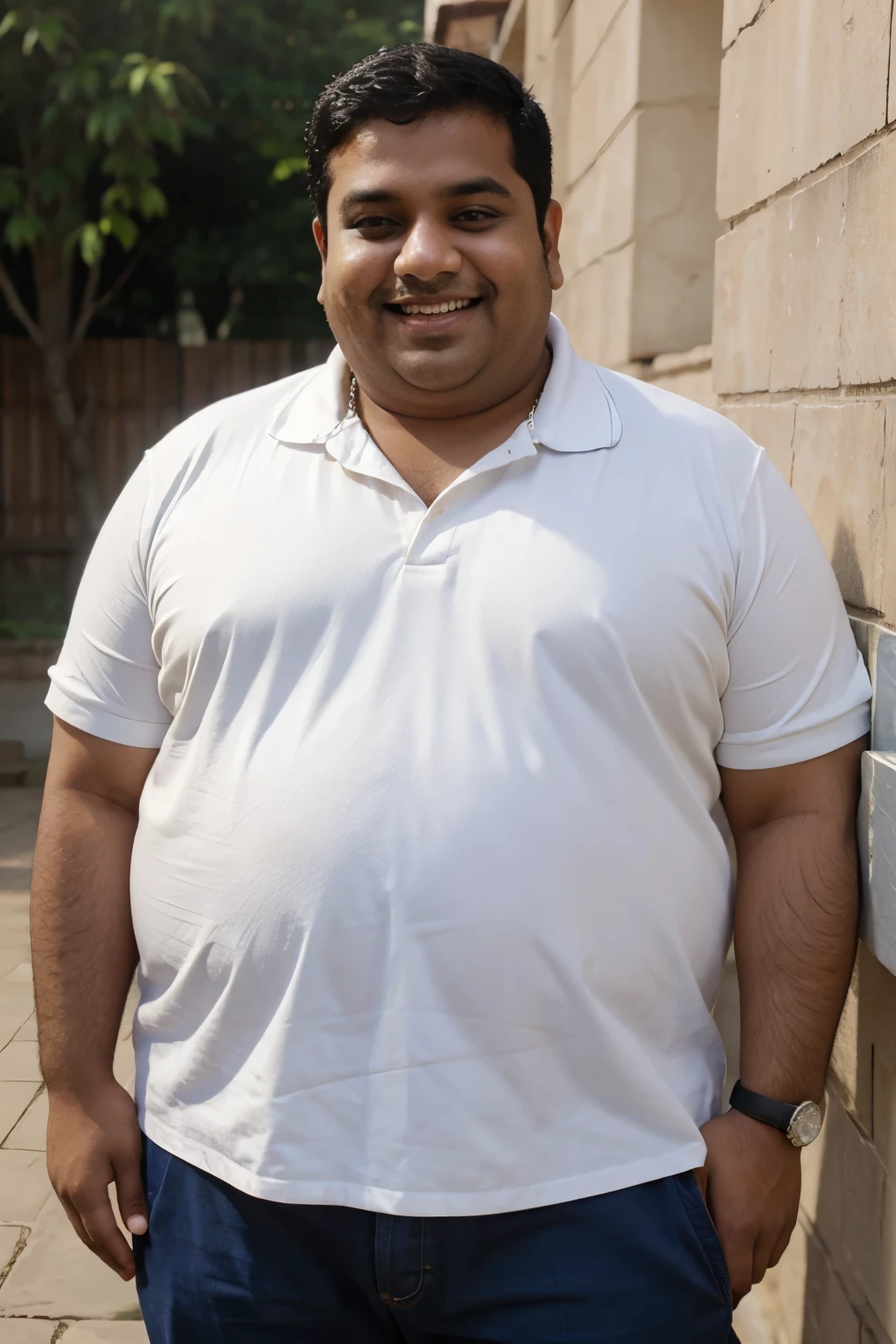 smiling fat indian man