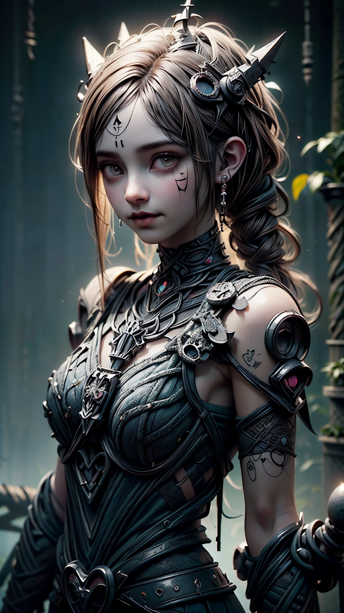 (Best Quality, best resolution), ((perfect Masterpiece), (incredibly Detailed: 1.4), 3D, A Beautiful futuristic Cyberpunk girl, super huge enormously gigantic tits, cleavage showing, tons of tattoos and piercings, very long hair in a shaved mohawk hairstyle, vibrant moonlight eyes, long detailed eyelashes, arching her back in a dynamic sexy seductive slutty pose, HDR (High Dynamic Range), Satin Apparel, Ray Tracing, NVIDIA RTX, Super-Resolution, Unreal 5, Subsurface Scattering, PBR Textures, Post Processing, Anisotropic Filtering, Depth of Field, Maximum Sharpness and Sharpness, Multi-layer Textures, Albedo and Highlight Maps, Surface Shading, Accurate simulation of light-material interactions, perfect proportions, Octane Render, two-color light, large aperture, low ISO, white balance, rule of thirds, 32K RAW, photorealistic, cherry blossoms blowing in the wind, futuristic cyber City background