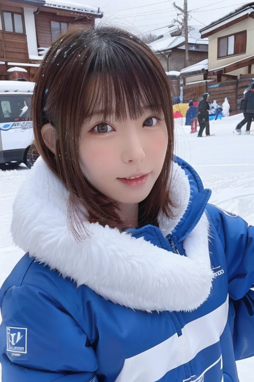 highest quality、8k,Japanese Girls、Cute Face、snow board競技、Fine skin、snow board、Powder Snow