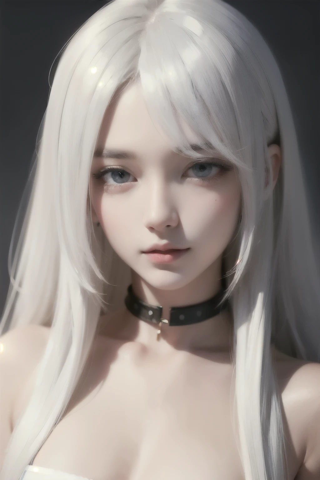 ((best quality)), ((masterpiece)), (detailed), perfect face. White hair. Anime girl. Ulzzang. Nipple. Small breast.