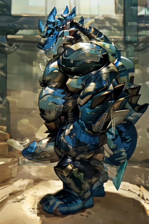 Game character standing drawing design，Disney animation，style of disney animation，an heavyknight，Quaint and heavy armor，Fur shoulders，Stout limbuscle explosions，Equipped with huge riding guns，Different layers overlay，Different angles，（Left view full body：1.4），solid color backdrop，clean backdrop，depth of fields，high light，Real light，Ray traching，OC renderer，UE5 renderer，Hyper-realistic，best qualtiy，8K，Works of masters，super-fine，Detailed pubic hair，Correct anatomy，Giant metal penis and balls, living armor, Sweaty, ((((LIVING ARMOR))))