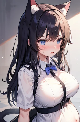 Have cat ears、work、Looks very painful、Small face、、masterpiece、Very embarrassed look、Big Breasts、Very impatient、Trembling、Sweating、Are pregnant、No text、Being restrained