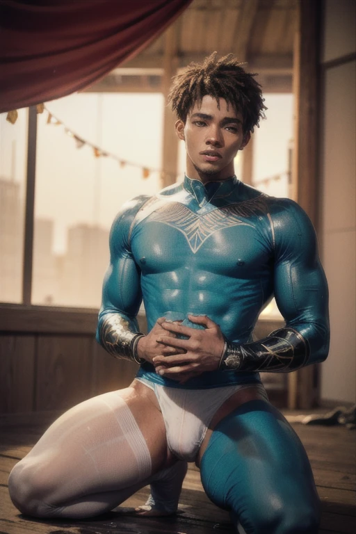 ((Best quality)), ((masterpiece)), (detailed), The perfect face of a ballerina in tight white tights, muscular young man, large bulge, protruding codpiece 1,(1BOY:1.5) Nineteen year old BOY:1.5,,Libido BOY,Female physiognomy, ((((Peter Pan kneels before a muscular black man)))) (warrior),((BOY,male))), ((good anatomy,Exact body proportions,detailed shota body for young BOY:1.3,perfect anatomy))), serious and thoughtful person,(NFV),Cute,(red tights),(( red panties, bulging sensual wet crotch, large mound)),(неlarge bulge на трусиках),(((difficult outfit,difficult clothes))), (dynamic pose:1.0),embarrassed,sharp focus,(ultra detailed,extremely detailed),(photorealistic work:1.37),(extremely detailed CG unity 8k wallpaper),(((bright colors,bright theme))),(difficult),(masterpiece),(Best quality),