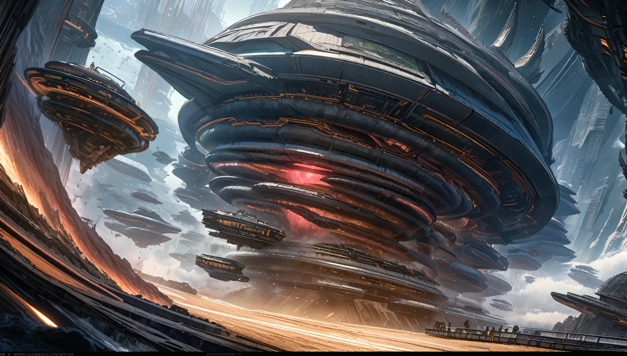 anime aestetics, huge hive-ship, Hans Giger style floating near the star, space scenery, dramatic scene, huge starship, dark red star on the background, curved lines, sciense ficton, sci-fi, beautiful scene, wide shot, from side, 16k, 8k, best quality, highres, high quality, high details, super detail, ccurate, UHD