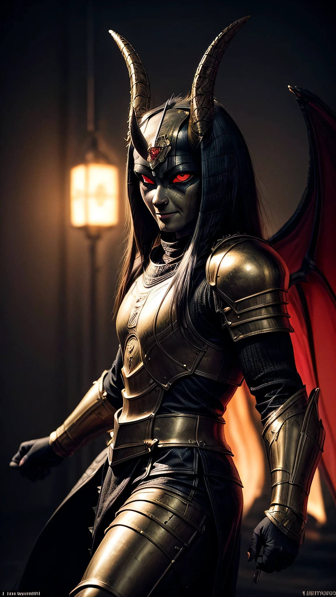 ((best quality: 1.5, masterpiece)), intricate details, soft focus, professional, real life, realistic representation of the face, dim volumetric lighting, dynamic pose, in the style of realistic and hyper detailed renderings BREAK ((overexposed, ((Anubis, horned golden armor:1.4, (Anubis), knight fantasy dragon wings, diffraction spikes, raging anger, (glowing red eyes, man, masculine, male))))), film grain, bokeh, black background, dark empty room, golden hour, emerald, nose piercing, smiling, playing, photorealistic, hyper-realistic, 8K