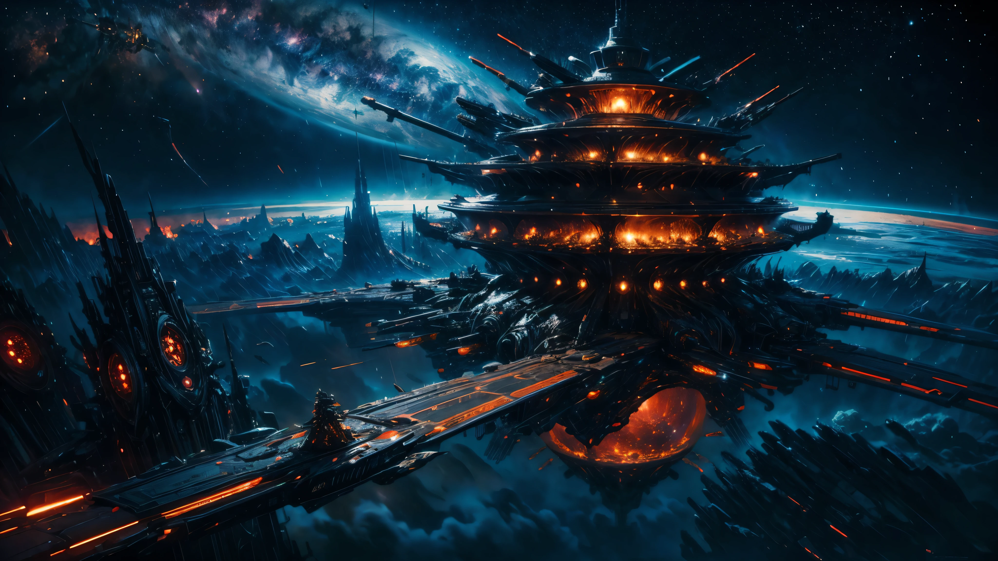 anime aestetics, huge hive-ship, Hans Giger style floating near the star, space scenery, dramatic scene, huge starship, dark red star on the background, curved lines, sciense ficton, sci-fi, beautiful scene, wide shot, from side, 16k, 8k, best quality, highres, high quality, high details, super detail, ccurate, UHD
