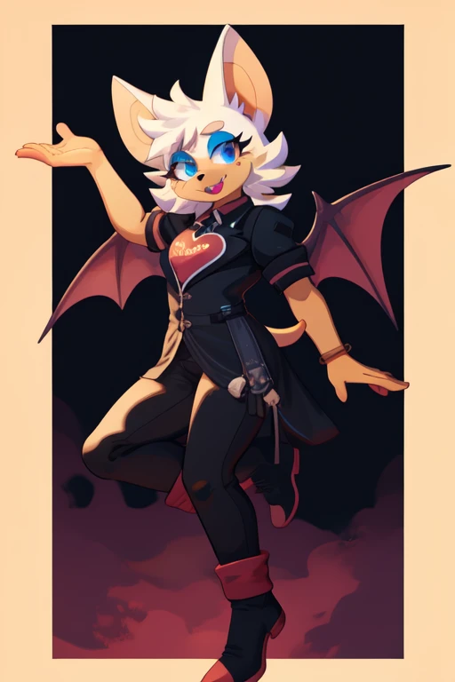 (8k uhd, masterpiece, best quality, high quality, absurdres, ultra-detailed, by inkplasm), 1girl, rouge the bat, pose