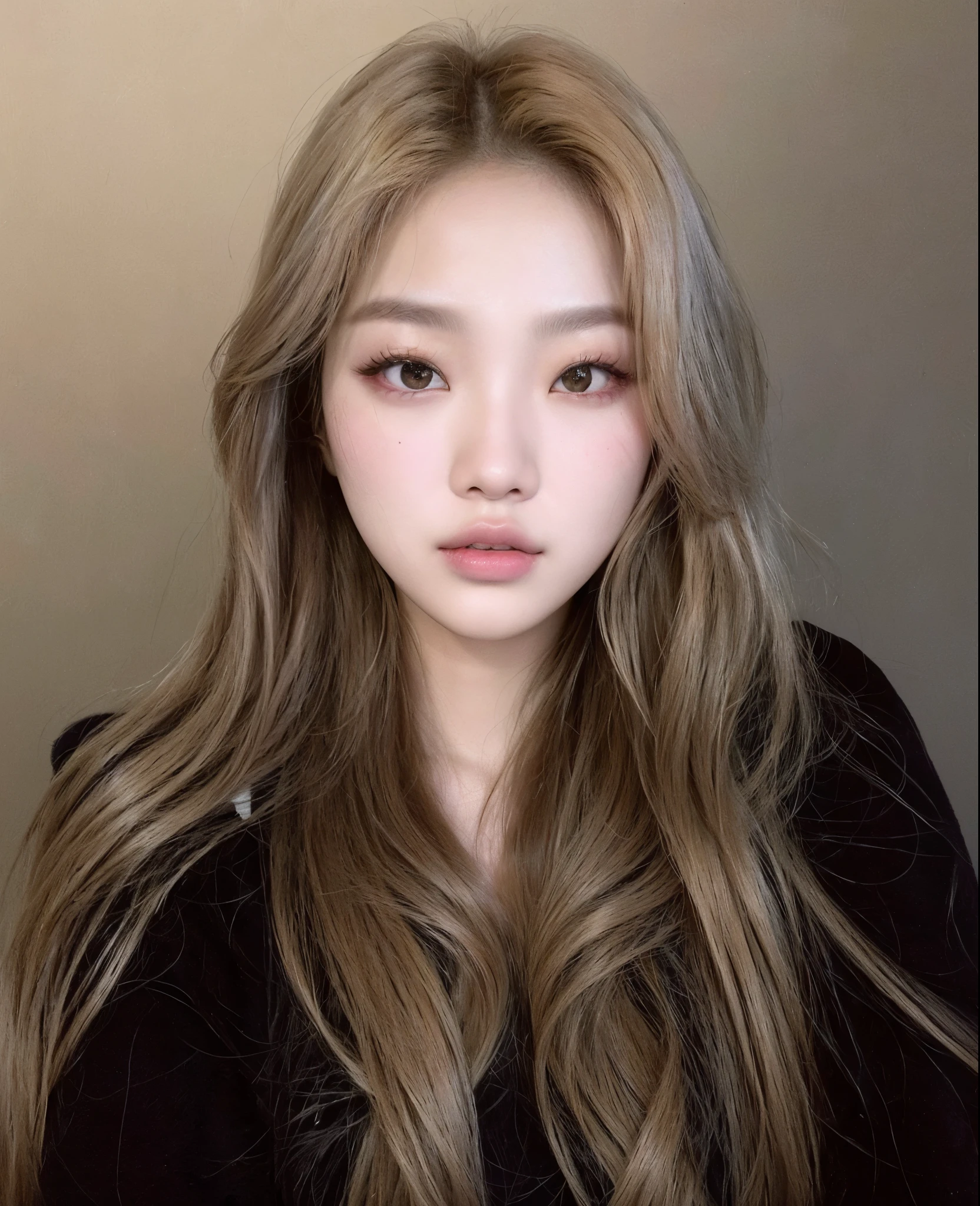 um close de uma mulher com cabelos longos e uma camisa preta, maquiagem sul-coreana popular, maquiagem coreana popular, linda mulher sul-coreana, Jennie Blackpink, Ulzzang, coreana, Korean facial features, adorable and pale korean face, parque roseanne de blackpink, com rosto redondo, korean symmetrical face, profile picture with headshot, Retrato de Jossi do Blackpink