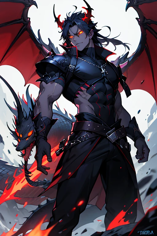 I am a demon of pride, clad in black armor with crimson markings that highlight my demonic power. A pair of horns atop my head serves as a reminder to those who may doubt my abilities, while a flaming tail completes my frightening appearance. My eyes are a blazing red, able to strike fear into the hearts of even the boldest souls. Although I may be viewed as cruel and unyielding by some, I am merely displaying the strength befitting a demon of pride. Male. Bara