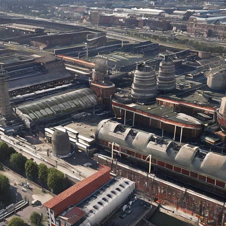 Industrie des Ruhrgebietes 1980,Best quality, photorealistic, hyperrealistisch, ultra-detailliert, High Resolution, Meisterwerk, 4k,8k