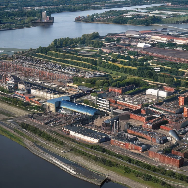 Industrie des Ruhrgebietes 1980,Best quality, photorealistic, hyperrealistisch, ultra-detailliert, High Resolution, Meisterwerk, 4k,8k