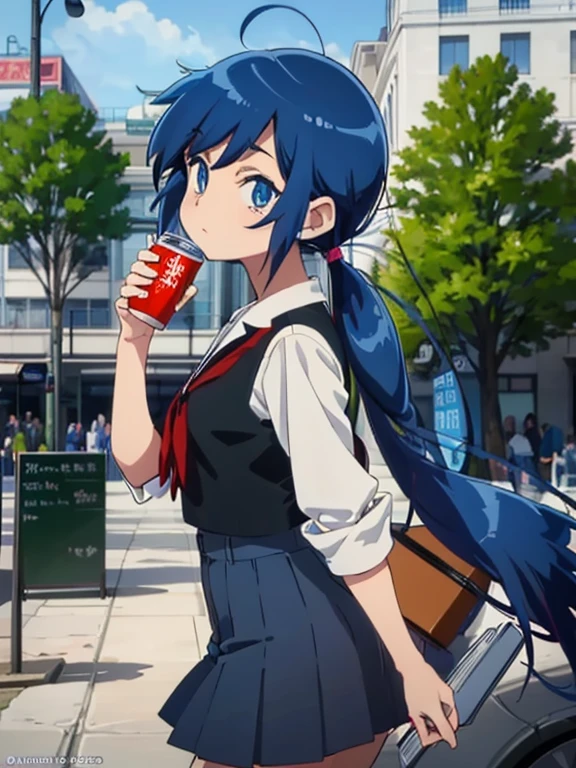 animemanga girl，Cabello azul y sombrero azul beben bebidas., anime visual de una linda chica, arte de anime digital detallado, anime girls drink energy drink, hermoso estilo de arte anime, Fondo de pantalla de arte anime 4K, Fondo de pantalla de arte anime 4k, lindos retratos de chicas anime, Estilo de arte anime de alta calidad., of frontline girls, encantador estilo de arte, estilo de anime4 K