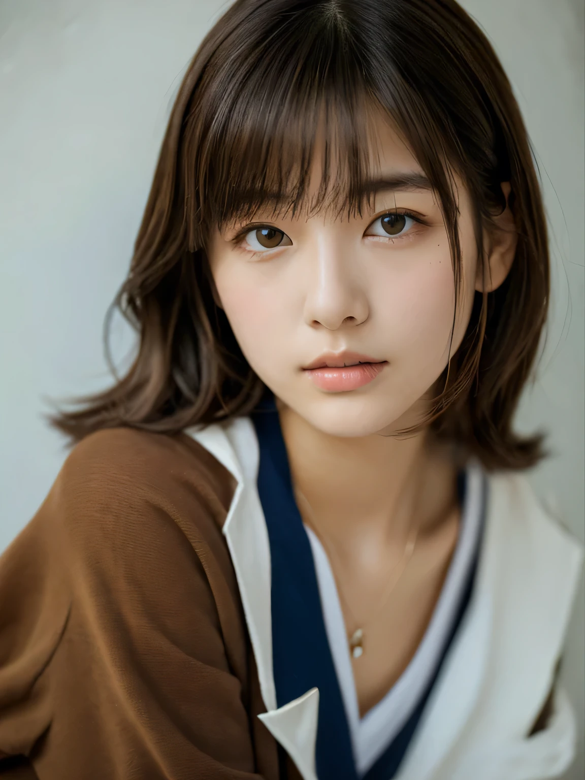 ((maSutepiece,highest quality)), (photographrealiStic:1.4),((maSutepiece,8k))、White wall、(White Room)、whole body photos、Shot in natural light、Highly detailed face and Skin texture、highly detailed lipS、correct State of the human body、Super high reSolution、(Photorealistic:1.4)、highest quality, 1. Beautiful Women, 20 yearS old, S, 150mm lenS、(Dark brown medium Shorthair)、JapaneSe woman、(Dark brown hair)、Looking into the camera、Natural color lip、 necklace、indoor　Completely naked　whole body　Japanese High School Uniform　