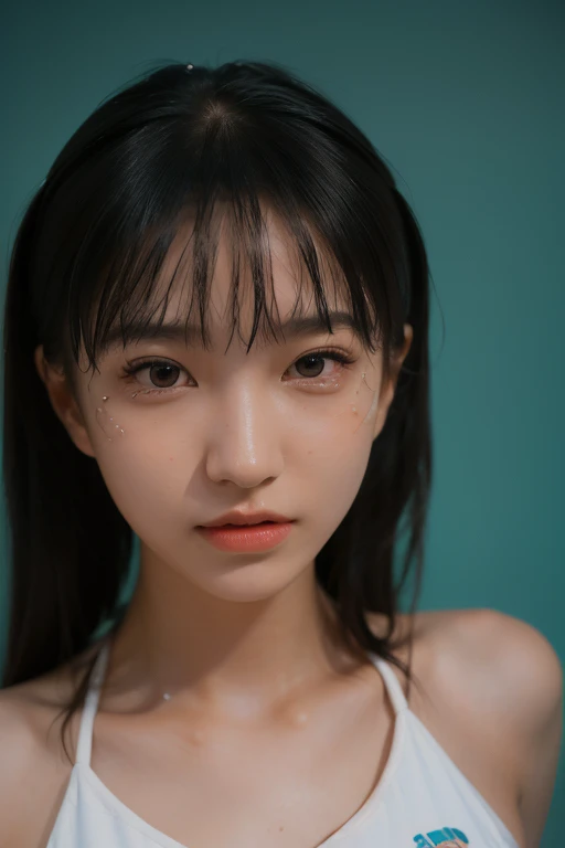 Highest quality, masterpiece, Ultra-high resolution, (Realistic: 1.4), RAW Photos, 1 , Shiny skin, (Ultra-Realistic Details)), Portraiture, Global Illumination, Shadow, Octane Rendering, 8k, Ultra Sharp, big, South Korea details, Very intricate detail, Realistic Light, CGSoation Trend, Purple eyes, Glowing Eyes, To the camera, Neon Details,(Lighting on face:1.5)),((Delicately depicting the face:1.2)),((multicolored hair colors:1.4)),((Pixie Cut:1.2),(((Completely naked))),(((nsfw))),(Bodybuilding Championship Winner),((whole body muscular:1.2)),((toned body:1.2)),((My abs are amazing:1.2)),