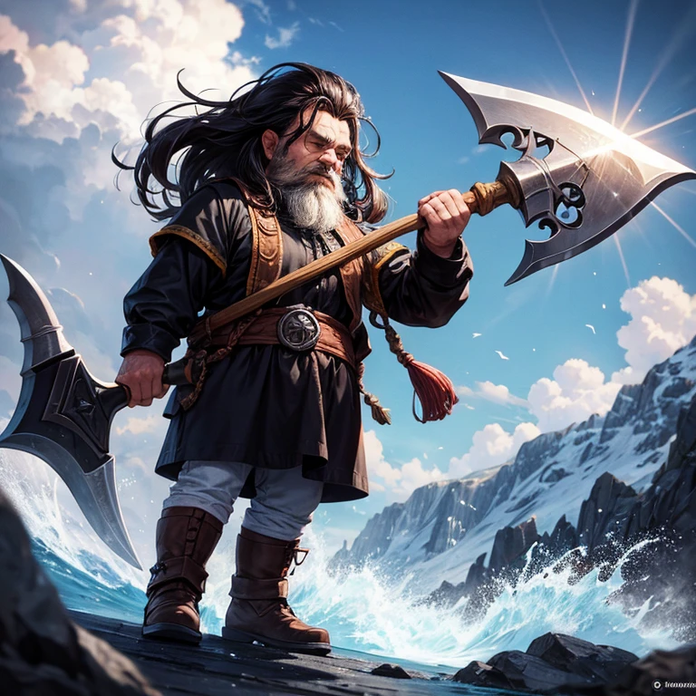 Dwarf , big axe , wind , black clothes