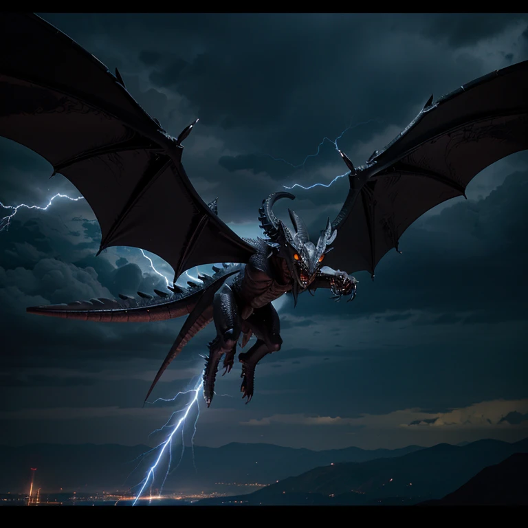 A black dragon with lightning bolts with wings like the xyz dragon from Yu GI ho