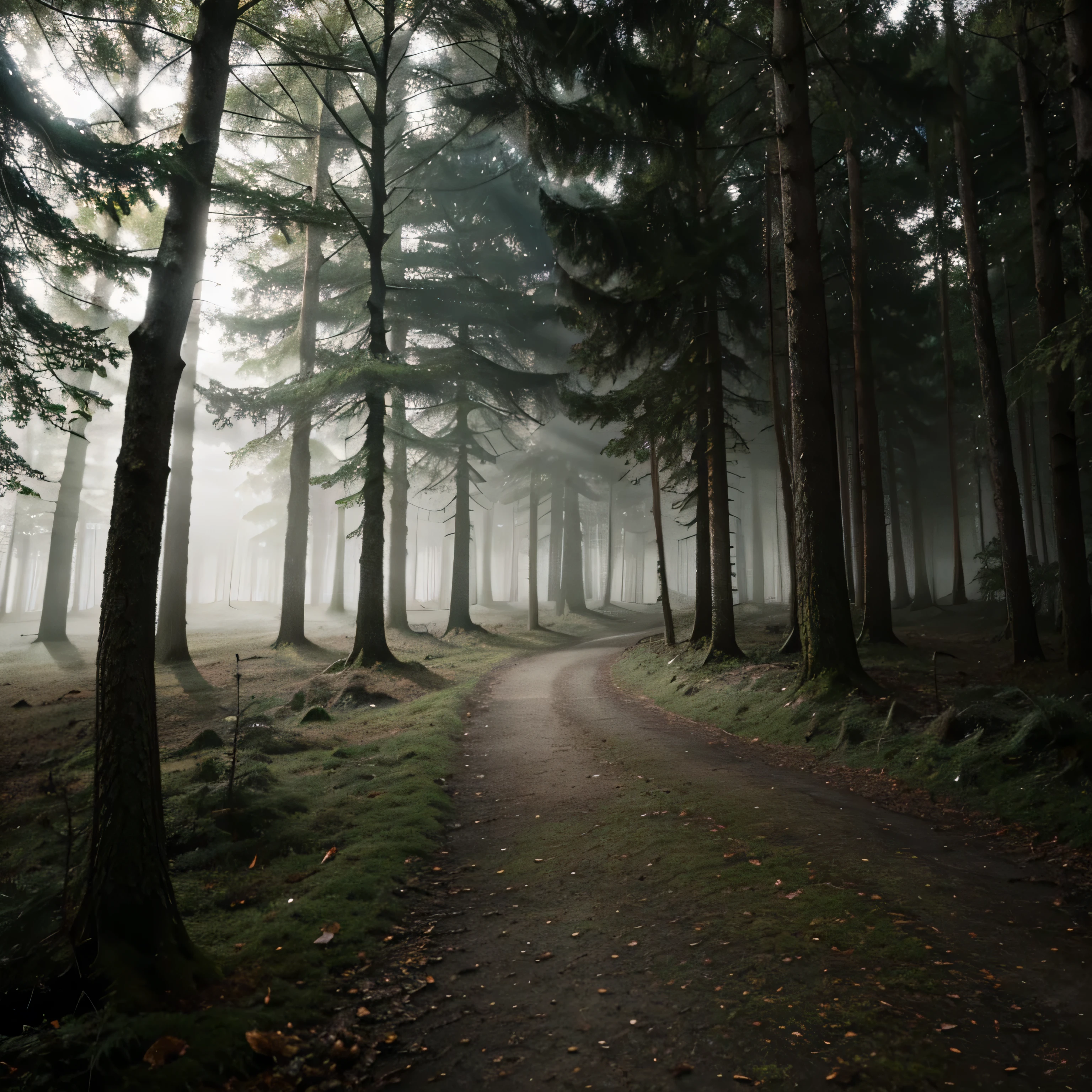 Tattoo, 1 Steg, Dark/Grey, Wald, Trees around, Mystisch, Nebel