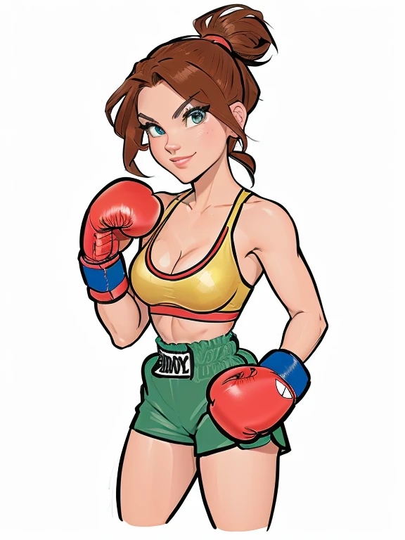 disney pixar, 8k,a cartoon of a woman with boxing gloves and a bra, in a fighting pose, fighting pose, fighting pose, fighter pose, boxing stance, in a fighting stance, fighting game character, boxer , she is ready to fight, posing ready for a fight, cartoon style illustration, boxing, in a boxing ring, strong woman, digitally colored, cartoon art style