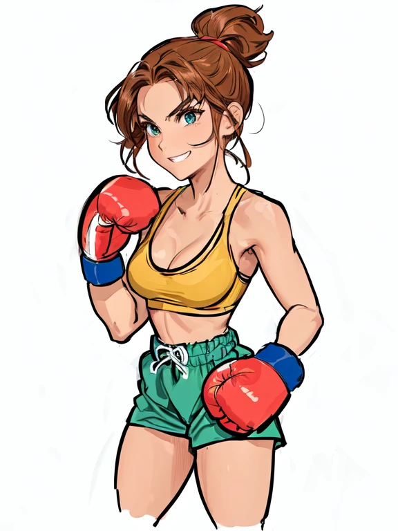 disney pixar, 8k,a cartoon of a woman with boxing gloves and a bra, in a fighting pose, fighting pose, fighting pose, fighter pose, boxing stance, in a fighting stance, fighting game character, boxer , she is ready to fight, posing ready for a fight, cartoon style illustration, boxing, in a boxing ring, strong woman, digitally colored, cartoon art style