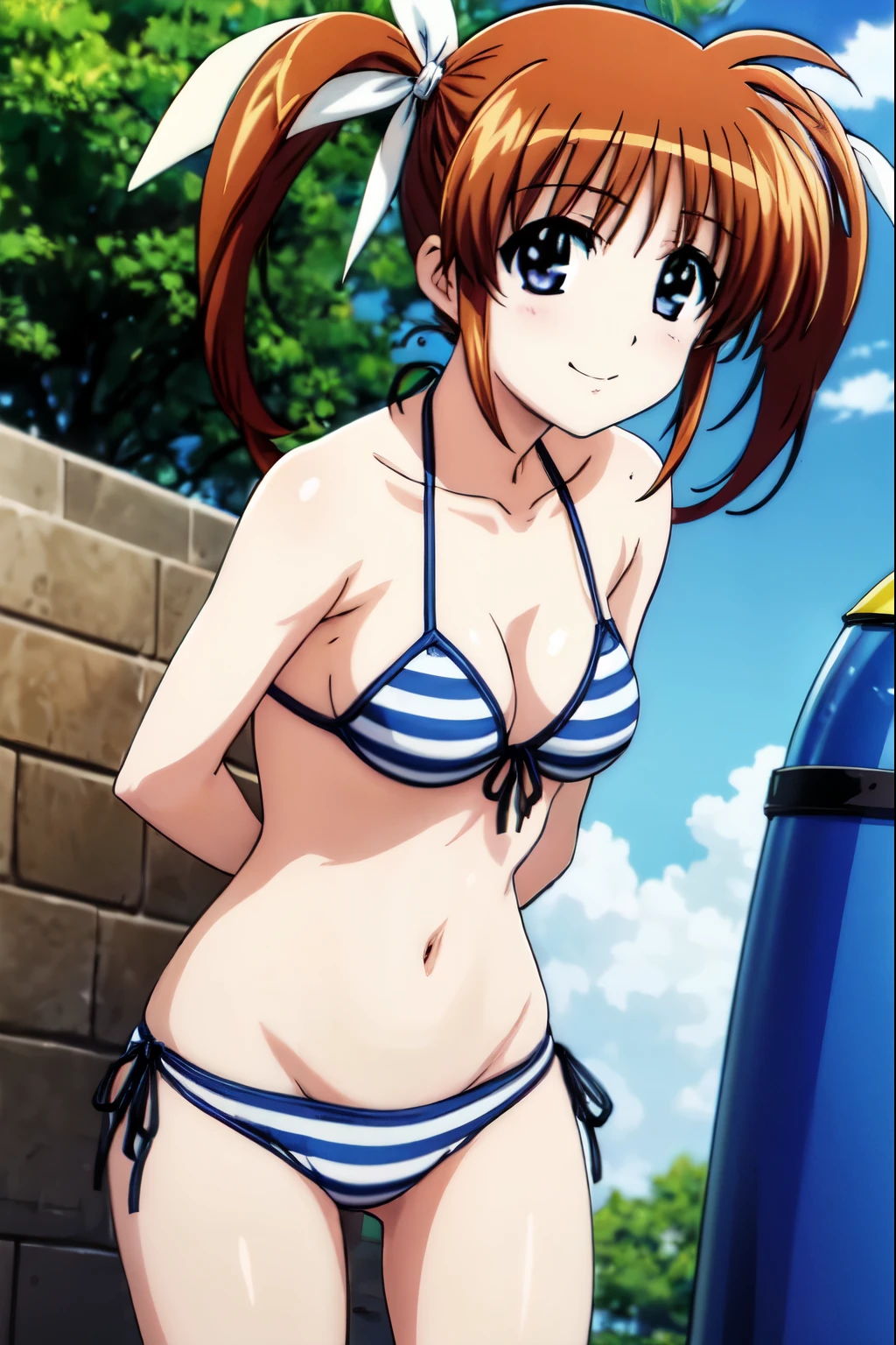 (((pixel-perfect, detail-perfect))), solo, 1girl, chika takami, smile, sauna, bikini, armpit, medium filesize, ultra High Qality