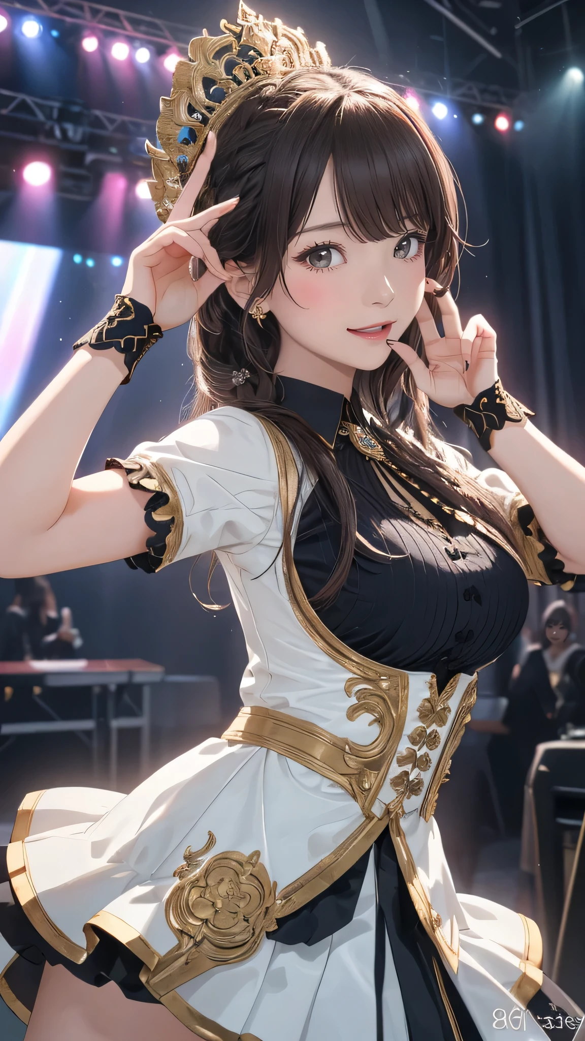 random Idol costume,(sing:1.2),(Random Pose),(Thin type),(large breasts),(random hairstyle),(Highest image quality, (8K), Ultra-realistic, Best Quality, High quality, High Definition, high quality texture, high detailing, Beautiful detailed, fine detailed, extremely details CG, Detailed texture, realistic representation of face, masterpiece, presence)