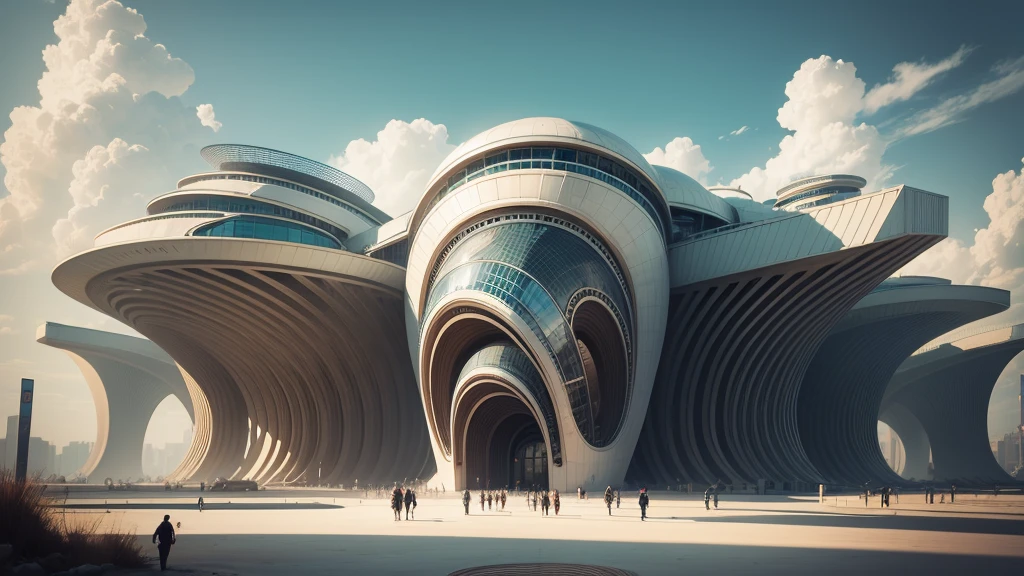 ((obra maestra)), (mejor calidad), (detallado), Futuristic shopping center, highly detailed, in a living and futuristic urban environment, seen from outside