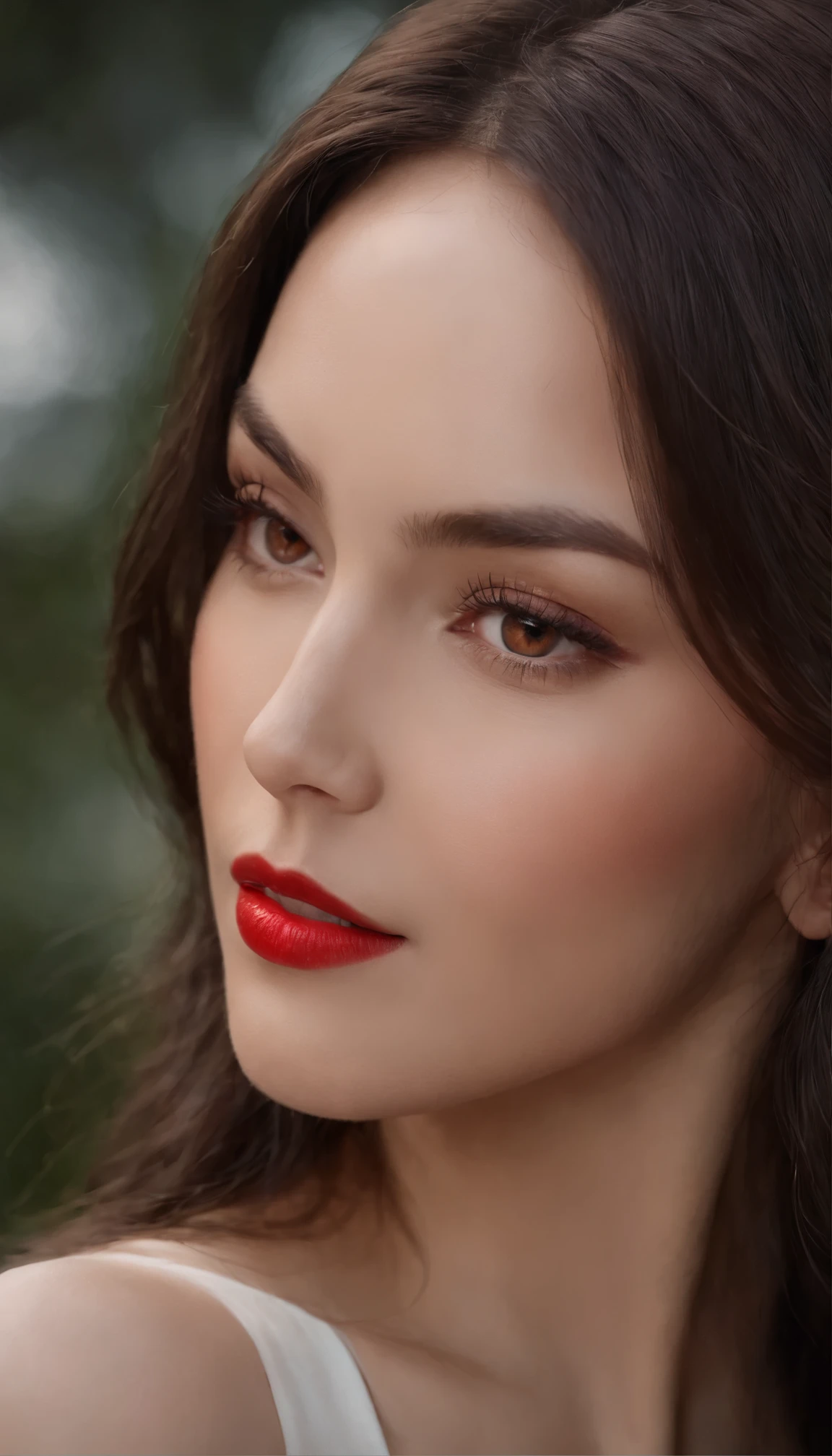 (Masterpiece: 1.3) • Radiant Enchantress • Charm inspired by Megan Fox from Transformers • Awe-inspiring physique with seductive curves • Facial details reminiscent of a Greek god:1.1. Long, shiny, dark brown hair that cascades down her back:1.1 • Ultra-detailed faces showcasing unique features • Express a blend of emotions、Captivating and captivating eyes •Expressive lips that whisper untold stories •Double eyelids that accentuate the beauty of her eyes。 Wearing a vibrant red
