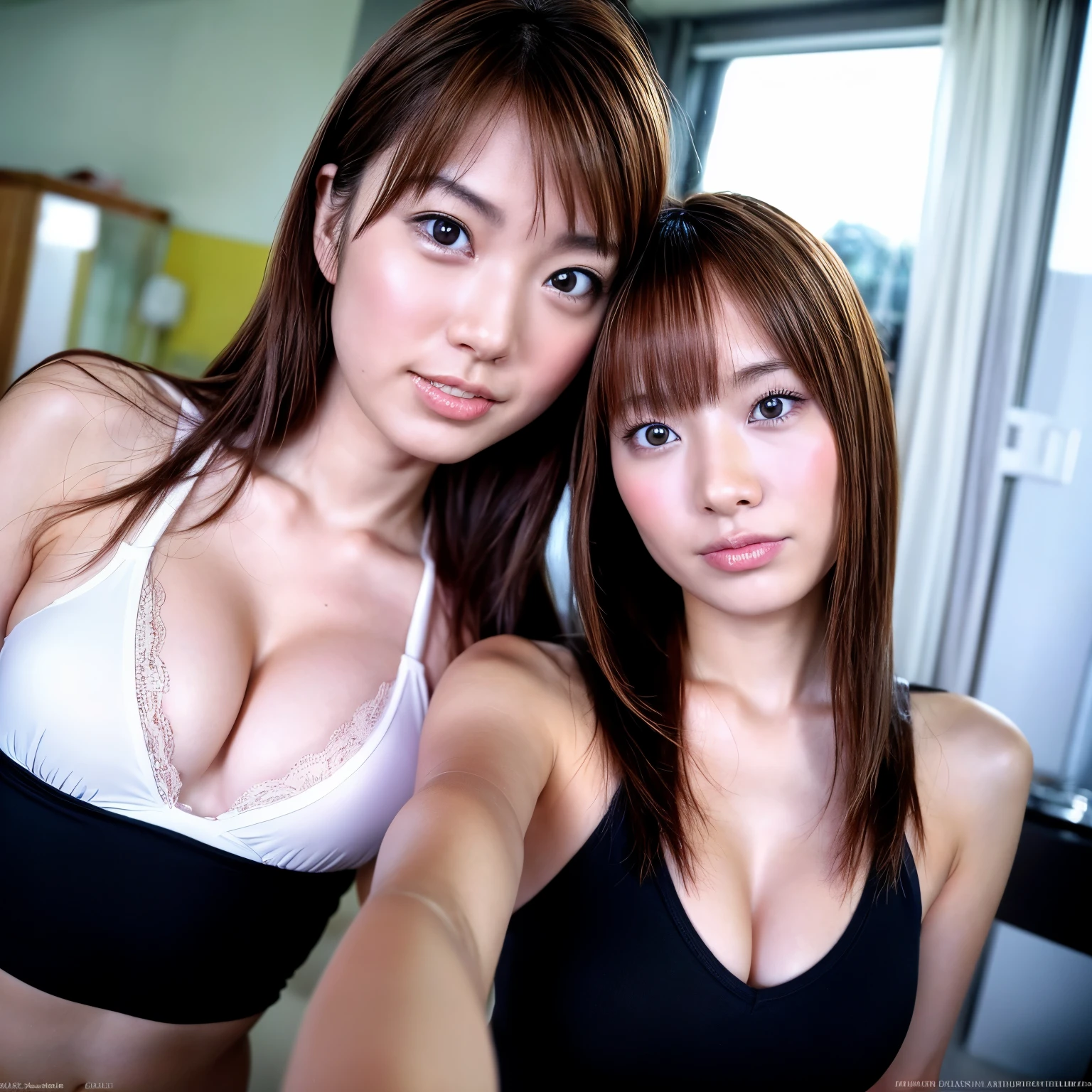 Identical twin sisters、There is a woman with a white top and brown hair., 1 6 year old female, 17-year-old female, Round-faced Southeast Asian, 18-year-old, 27 years old, 22 years old, Anime Thai Girl, 28 years old, 21 years old, 29-year-old, 23 years old, Asian Face