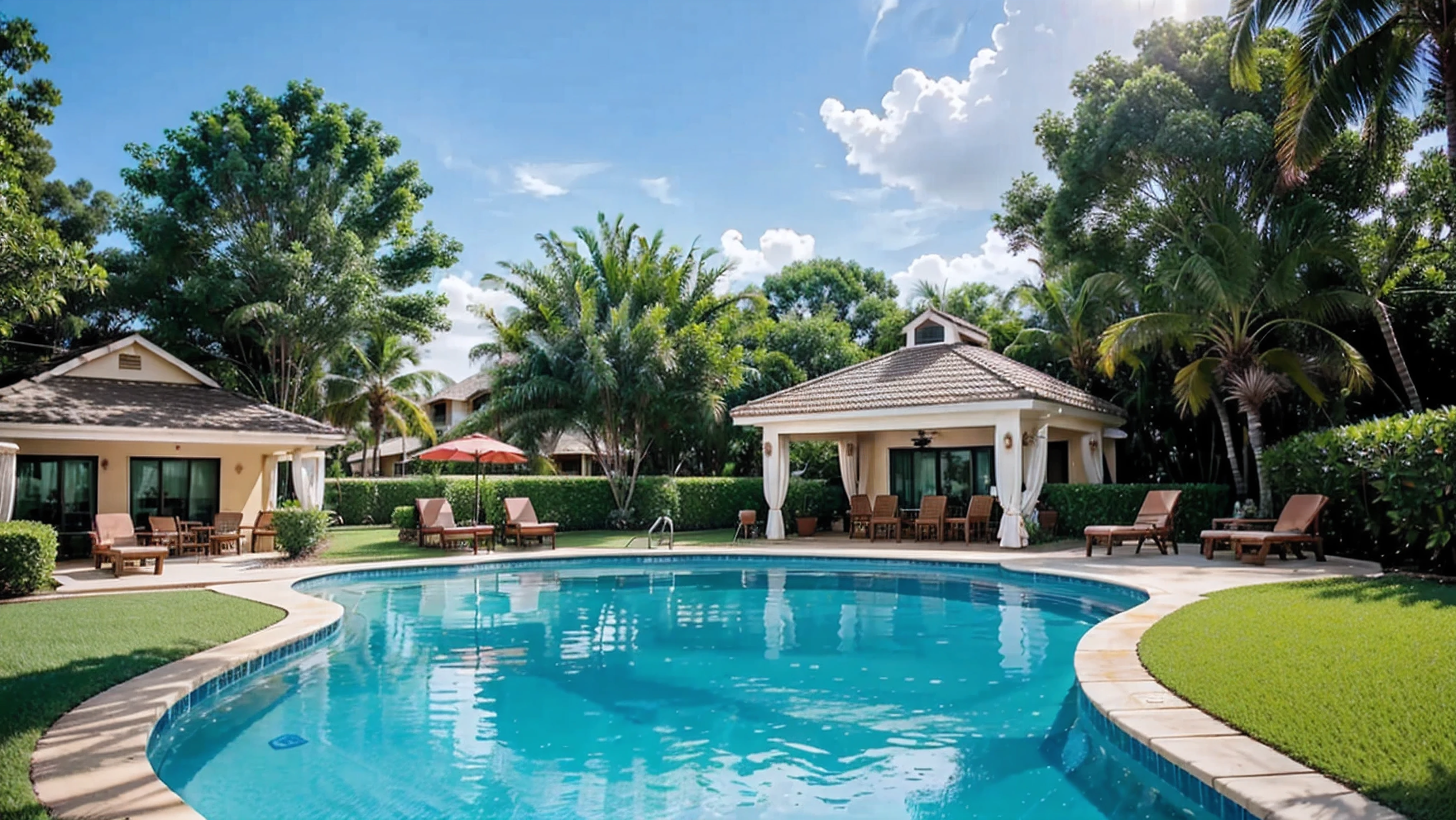  resort, recreation Area, swimming pool, decorated resort, yard with lawn, 